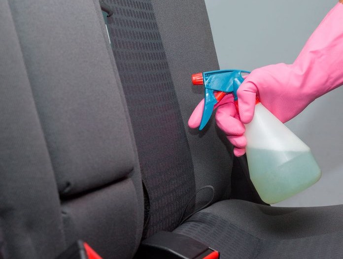 Apply the upholstery cleaner solution